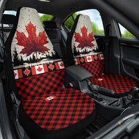 Canada Flag Car Seat Cover Maple Leaf & Plaid Pattern Design