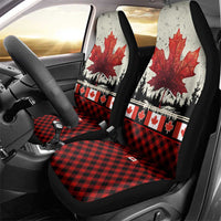 Canada Flag Car Seat Cover Maple Leaf & Plaid Pattern Design