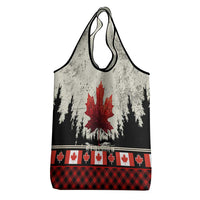 Canada Flag Grocery Bag Maple Leaf & Plaid Pattern Design