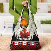 Canada Flag Grocery Bag Maple Leaf & Plaid Pattern Design