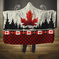 Canada Flag Hooded Blanket Maple Leaf & Plaid Pattern Design