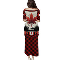 Canada Flag Puletasi Maple Leaf & Plaid Pattern Design