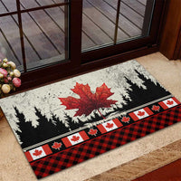 Canada Flag Rubber Doormat Maple Leaf & Plaid Pattern Design