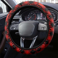 Canada Flag Steering Wheel Cover Maple Leaf & Plaid Pattern Design