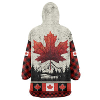 Canada Flag Wearable Blanket Hoodie Maple Leaf & Plaid Pattern Design