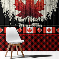 Canada Flag Window Curtain Maple Leaf & Plaid Pattern Design