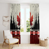 Canada Flag Window Curtain Maple Leaf & Plaid Pattern Design