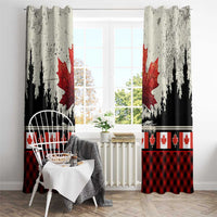 Canada Flag Window Curtain Maple Leaf & Plaid Pattern Design