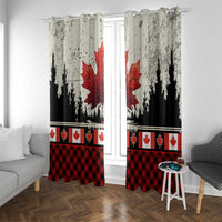 Canada Flag Window Curtain Maple Leaf & Plaid Pattern Design