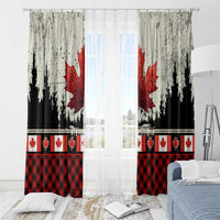 Canada Flag Window Curtain Maple Leaf & Plaid Pattern Design