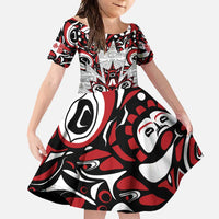 Canada Family Matching Off Shoulder Maxi Dress and Hawaiian Shirt Haida Art-Inspired Pattern Design