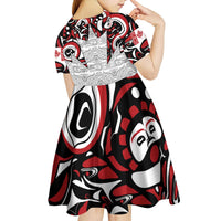 Canada Kid Short Sleeve Dress Haida Art-Inspired Pattern Design