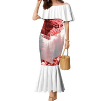 Canada Flag Family Matching Mermaid Dress and Hawaiian Shirt Caribou Design with National Symbol