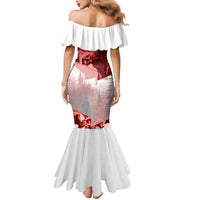 Canada Flag Family Matching Mermaid Dress and Hawaiian Shirt Caribou Design with National Symbol