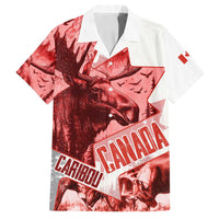 Canada Flag Family Matching Puletasi and Hawaiian Shirt Caribou Design with National Symbol
