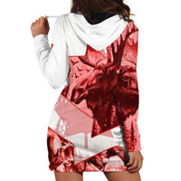 Canada Flag Hoodie Dress Caribou Design with National Symbol