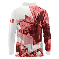 Canada Flag Long Sleeve Polo Shirt Caribou Design with National Symbol