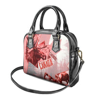 Canada Flag Shoulder Handbag Caribou Design with National Symbol