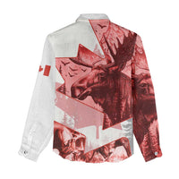 Canada Flag Women Casual Shirt Caribou Design with National Symbol