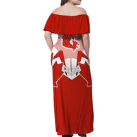 Canada Flag Family Matching Off Shoulder Maxi Dress and Hawaiian Shirt National Map & Symbolic Design