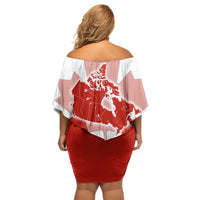 Canada Flag Family Matching Off Shoulder Short Dress and Hawaiian Shirt National Map & Symbolic Design