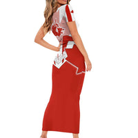Canada Flag Family Matching Short Sleeve Bodycon Dress and Hawaiian Shirt National Map & Symbolic Design