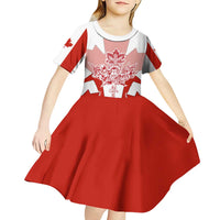 Canada Flag Kid Short Sleeve Dress National Map & Symbolic Design
