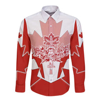 Canada Flag Long Sleeve Button Shirt National Map & Symbolic Design
