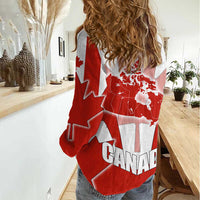 Canada Flag Women Casual Shirt National Map & Symbolic Design