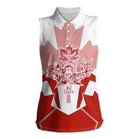 Canada Flag Women Sleeveless Polo Shirt National Map & Symbolic Design