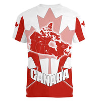 Canada Flag Women V-Neck T-Shirt National Map & Symbolic Design