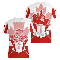 Canada Flag Women V-Neck T-Shirt National Map & Symbolic Design