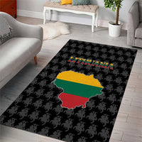 Lithuania Map Combined with National Coat of Arms Area Rug Patriotic Design