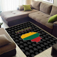 Lithuania Map Combined with National Coat of Arms Area Rug Patriotic Design