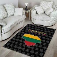 Lithuania Map Combined with National Coat of Arms Area Rug Patriotic Design