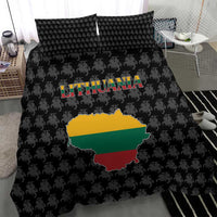 Lithuania Map Combined with National Coat of Arms Bedding Set Patriotic Design