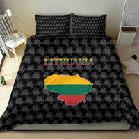 Lithuania Map Combined with National Coat of Arms Bedding Set Patriotic Design