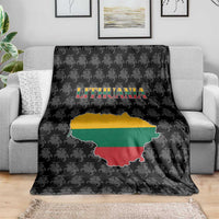 Lithuania Map Combined with National Coat of Arms Blanket Patriotic Design