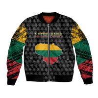 Lithuania Map Combined with National Coat of Arms Bomber Jacket Patriotic Design