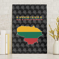 Lithuania Map Combined with National Coat of Arms Canvas Wall Art Patriotic Design