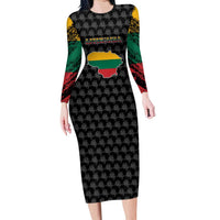 Lithuania Map Combined with National Coat of Arms Family Matching Long Sleeve Bodycon Dress and Hawaiian Shirt Patriotic Design