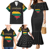 Lithuania Map Combined with National Coat of Arms Family Matching Mermaid Dress and Hawaiian Shirt Patriotic Design