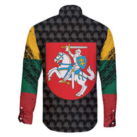 Lithuania Map Combined with National Coat of Arms Family Matching Off The Shoulder Long Sleeve Dress and Hawaiian Shirt Patriotic Design