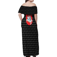 Lithuania Map Combined with National Coat of Arms Family Matching Off Shoulder Maxi Dress and Hawaiian Shirt Patriotic Design