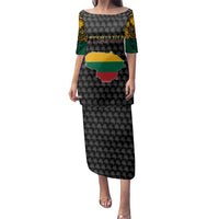 Lithuania Map Combined with National Coat of Arms Family Matching Puletasi and Hawaiian Shirt Patriotic Design