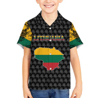 Lithuania Map Combined with National Coat of Arms Family Matching Puletasi and Hawaiian Shirt Patriotic Design