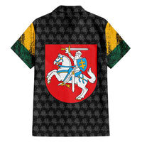 Lithuania Map Combined with National Coat of Arms Hawaiian Shirt Patriotic Design