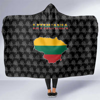 Lithuania Map Combined with National Coat of Arms Hooded Blanket Patriotic Design