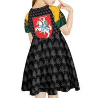 Lithuania Map Combined with National Coat of Arms Kid Short Sleeve Dress Patriotic Design