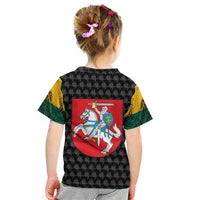 Lithuania Map Combined with National Coat of Arms Kid T Shirt Patriotic Design